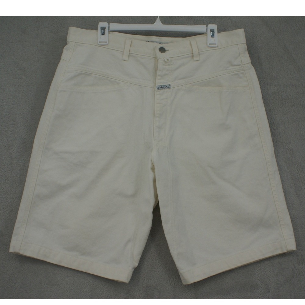 Marithe Francois Girbaud Mens Vintage 90s Denim Shorts Off White Cream Size 34
